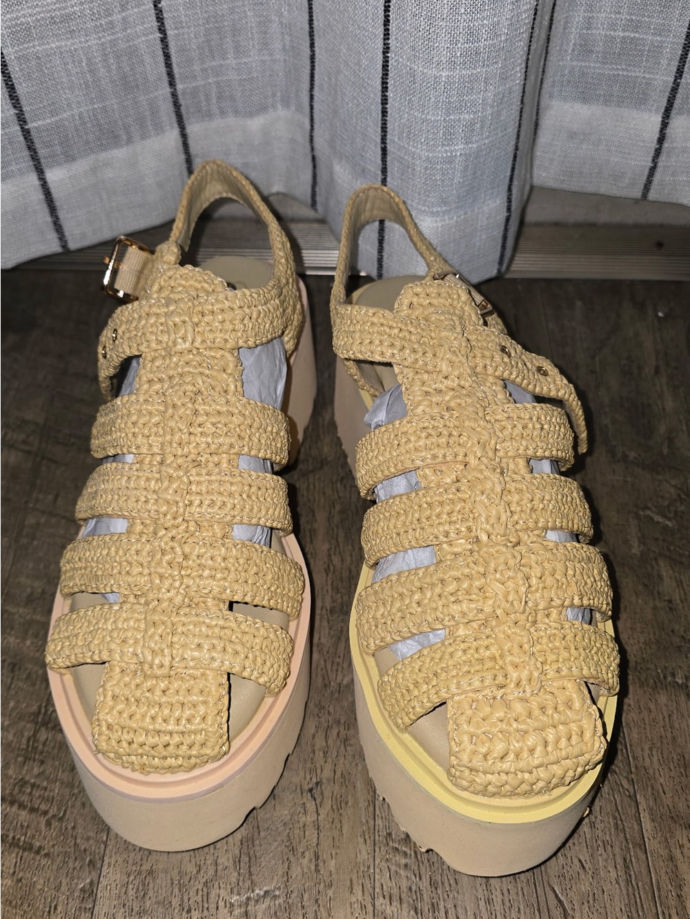 Coconuts by Matisse Woven Beige-Yellow Platform Sandals